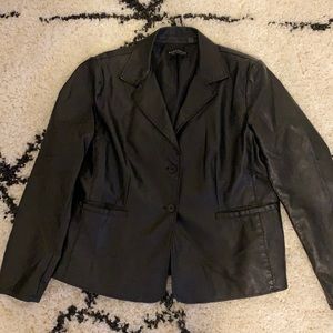 Faux leather blazer